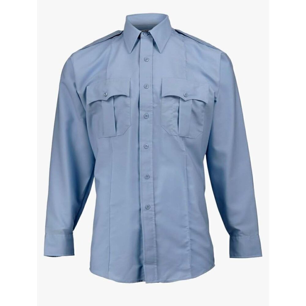 Elbeco Men's Paragon Plus Long Sleeve Shirt, Blue, poly/cotton - P878 NEW
